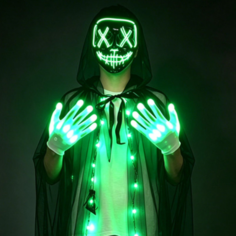 Led Purge Mask Halloween - Set de guantes y máscara de