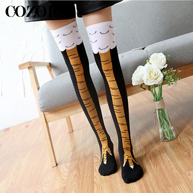 Funny Chicken Leg Socks - Calcetines hasta la rodilla para mujer,