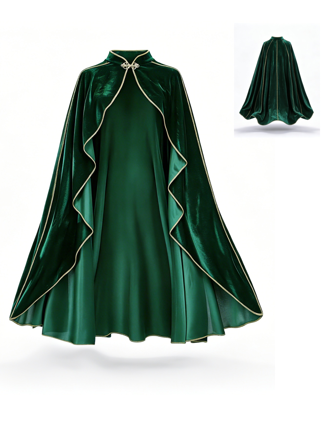 Capa de terciopelo verde vinta - Medieval Renaissance Dress Women reseña y precio